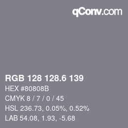 カラーコード: RGB 128 128.6 139 | qconv.com