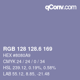 カラーコード: RGB 128 128.6 169 | qconv.com