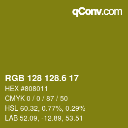 カラーコード: RGB 128 128.6 17 | qconv.com