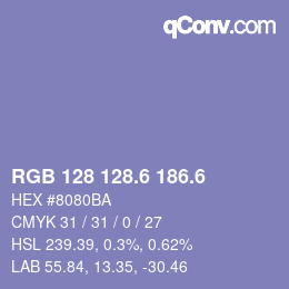 カラーコード: RGB 128 128.6 186.6 | qconv.com