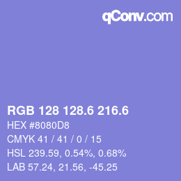 カラーコード: RGB 128 128.6 216.6 | qconv.com