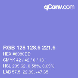 カラーコード: RGB 128 128.6 221.6 | qconv.com