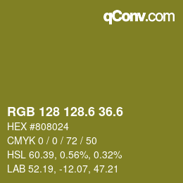 カラーコード: RGB 128 128.6 36.6 | qconv.com