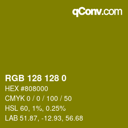 カラーコード: RGB 128 128 0 | qconv.com