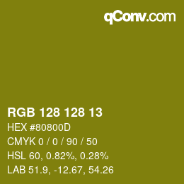 カラーコード: RGB 128 128 13 | qconv.com