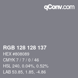 颜色代码: RGB 128 128 137 | qconv.com