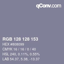 Color code: RGB 128 128 153 | qconv.com