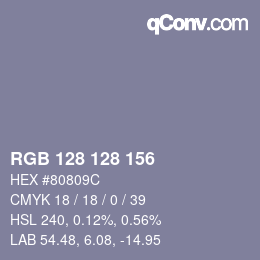 カラーコード: RGB 128 128 156 | qconv.com