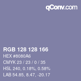 Color code: RGB 128 128 166 | qconv.com