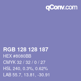 カラーコード: RGB 128 128 187 | qconv.com