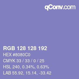 Color code: RGB 128 128 192 | qconv.com