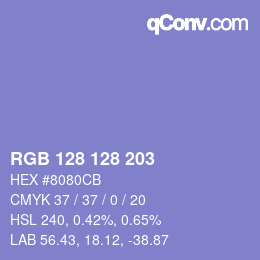 Color code: RGB 128 128 203 | qconv.com