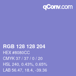 颜色代码: RGB 128 128 204 | qconv.com