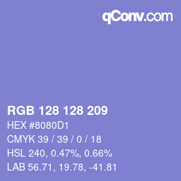颜色代码: RGB 128 128 209 | qconv.com