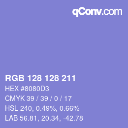 カラーコード: RGB 128 128 211 | qconv.com
