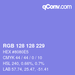 Color code: RGB 128 128 229 | qconv.com