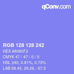 Color code: RGB 128 128 242 | qconv.com