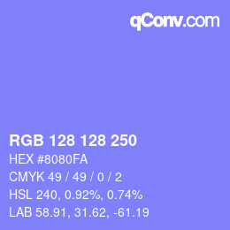颜色代码: RGB 128 128 250 | qconv.com