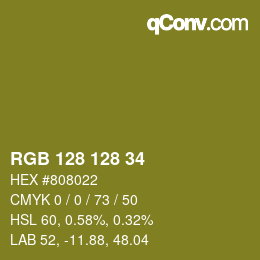 Color code: RGB 128 128 34 | qconv.com
