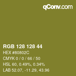 Color code: RGB 128 128 44 | qconv.com