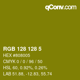 颜色代码: RGB 128 128 5 | qconv.com