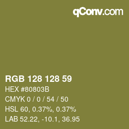 Color code: RGB 128 128 59 | qconv.com