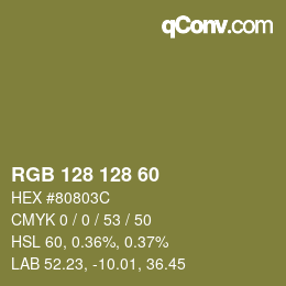 颜色代码: RGB 128 128 60 | qconv.com