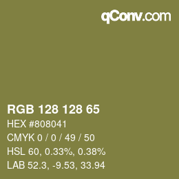 Color code: RGB 128 128 65 | qconv.com