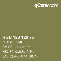 Color code: RGB 128 128 75 | qconv.com