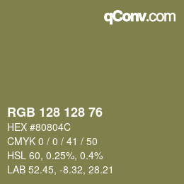 Color code: RGB 128 128 76 | qconv.com