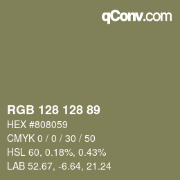 Color code: RGB 128 128 89 | qconv.com