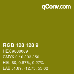 カラーコード: RGB 128 128 9 | qconv.com
