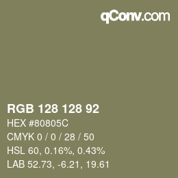 Color code: RGB 128 128 92 | qconv.com