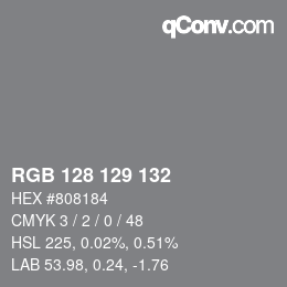 Farbcode: RGB 128 129 132 | qconv.com