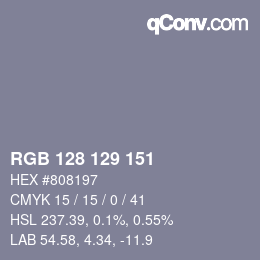 Color code: RGB 128 129 151 | qconv.com