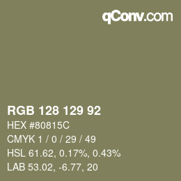 カラーコード: RGB 128 129 92 | qconv.com