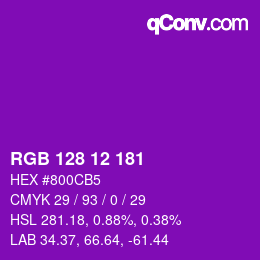 Color code: RGB 128 12 181 | qconv.com
