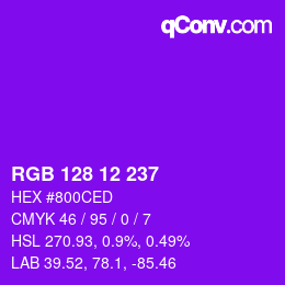 Color code: RGB 128 12 237 | qconv.com