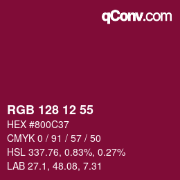 Color code: RGB 128 12 55 | qconv.com