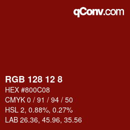 Color code: RGB 128 12 8 | qconv.com