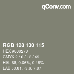 Farbcode: RGB 128 130 115 | qconv.com