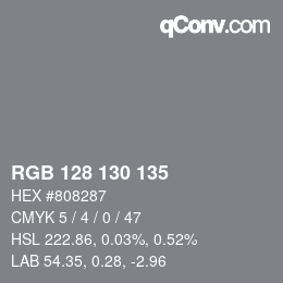 Farbcode: RGB 128 130 135 | qconv.com