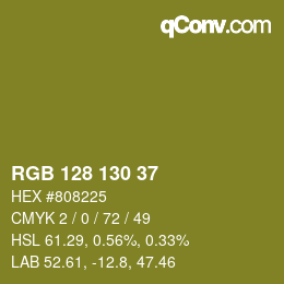 Color code: RGB 128 130 37 | qconv.com