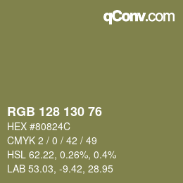 Código de color: RGB 128 130 76 | qconv.com