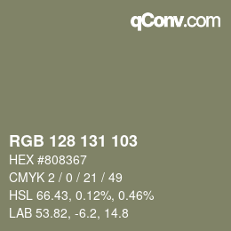 カラーコード: RGB 128 131 103 | qconv.com