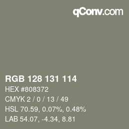 Farbcode: RGB 128 131 114 | qconv.com