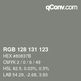 Color code: RGB 128 131 123 | qconv.com