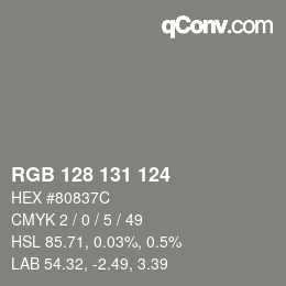 Color code: RGB 128 131 124 | qconv.com