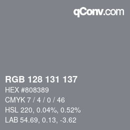 Color code: RGB 128 131 137 | qconv.com