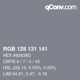 Color code: RGB 128 131 141 | qconv.com